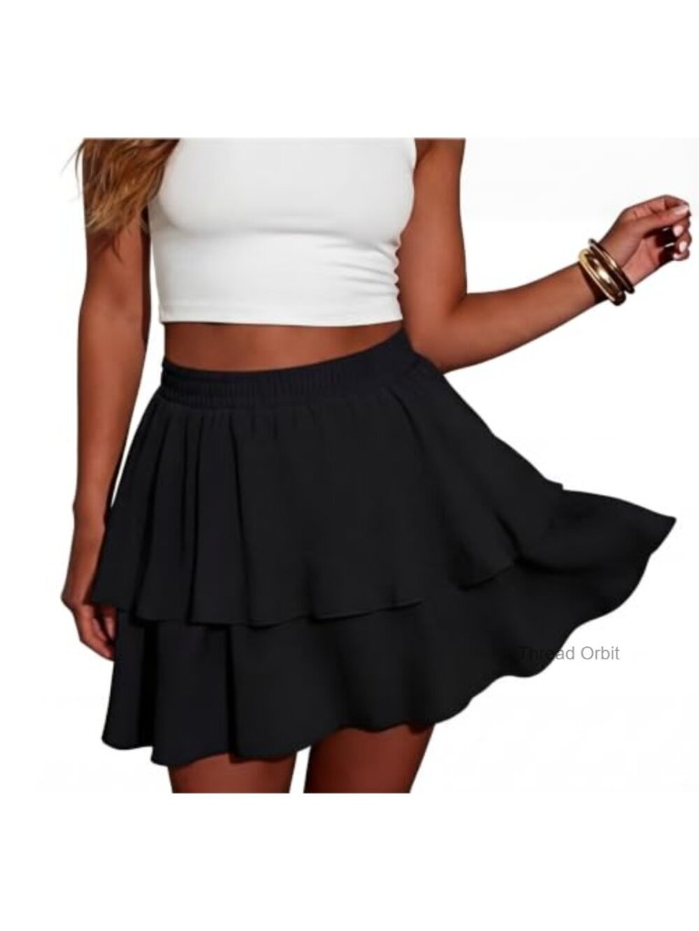 Flowy Ruffle Tiered Skorts with Shorts Underneath & Pockets